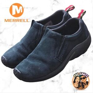 Merrell Jungle Moc Blue Suede Slip On Hiking Comfort Shoes Womens 10.5 Practical